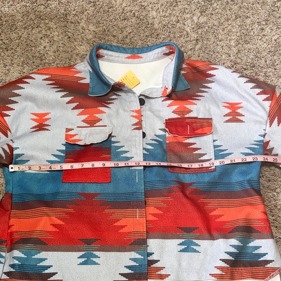 Patterned Aztec Button-Up Jacket - Red, Blue, White - Picture 4 of 5